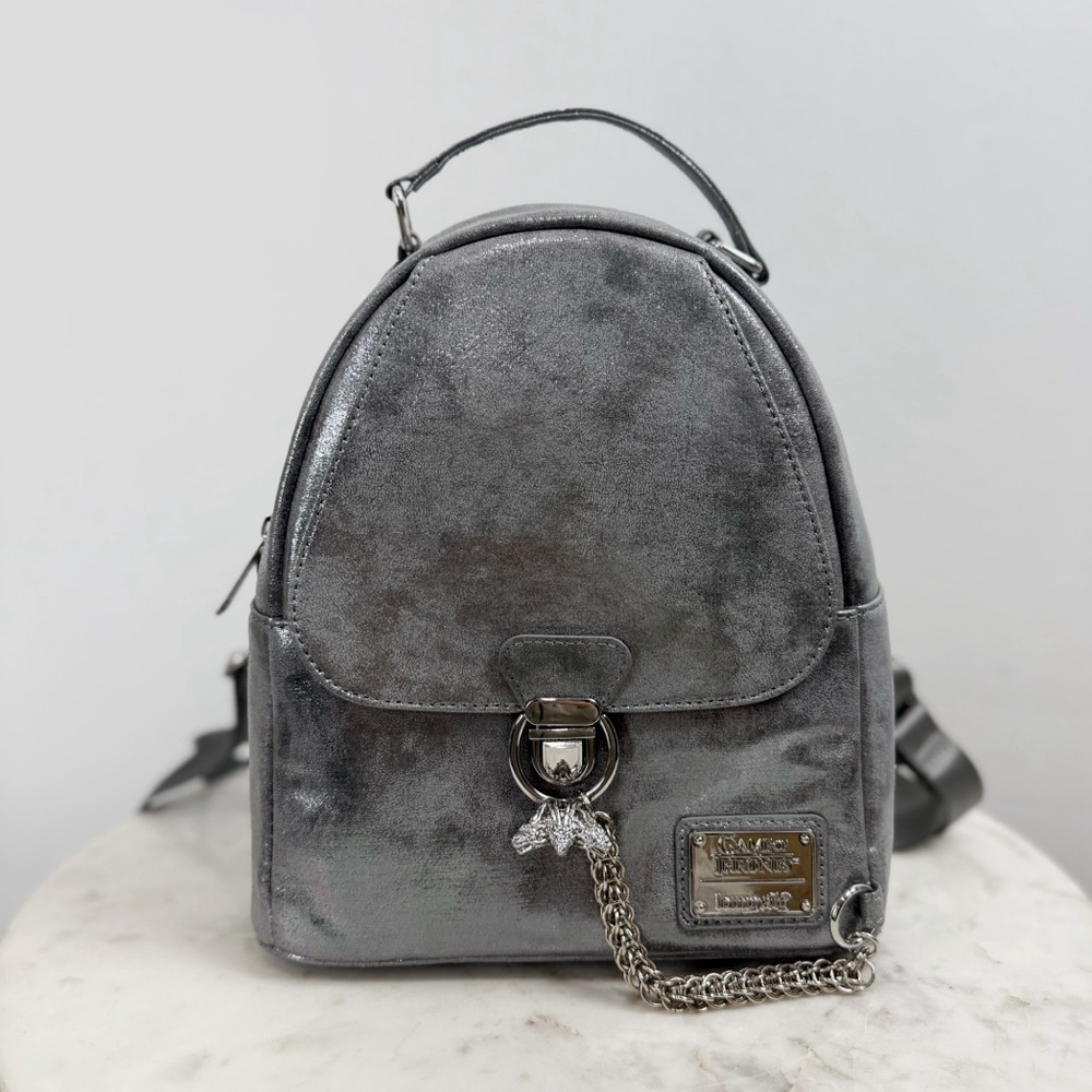 Loungefly Game Of Thrones Daenerys Dragon Head Mini Backpack Silver NWOT